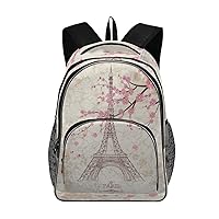 ALAZA Vintage Eiffel Tower Ponk Flower Teens Elementary School Bag Casual Daypack Book Bags Travel Knapsack Bags