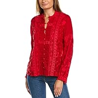 Johnny Was Womens Branch Arwen Blouse, M, Red