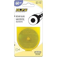 OLFA 60mm Rotary Cutter Replacement Blade, 1 Blade (RB60-1) - Tungsten Steel Circular Rotary Fabric Cutter Blade for Crafts, Sewing, Quilting, Fits Most 60mm Rotary Cutters