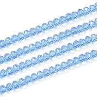 5 Strands Czech Faceted Rondelle Crystal Loose Beads 8mm Glass Spacer Light Sapphire Blue (330-340pcs) for Jewelry Craft Making CCR814