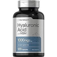Hyaluronic Acid with MSM | 1000 mg | 120 Capsules | Non-GMO and Gluten Free Supplement | Bioavailable Formula | by Horbaach