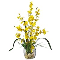 Nearly Natural Dancing Lady Orchid Liquid Illusion Silk Flower Arrangement