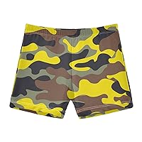 Boys' Swim Boxer Shorts Camouflage Yellow Black Kid's Swimwear Swim Trunks 3-10T