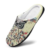 Owl Dream Catcher Women Cotton Slippers Warm Plush House Shoes Non-Slip Sole For Indoor Outdoor