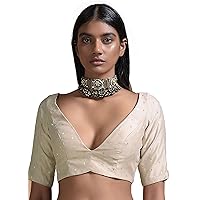 Women's Readymade Brocade Blouse For Sarees || Indian Designer Bollywood Padded Stitched Crop Top Choli