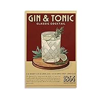 Gin And Tonic Cocktail Print Gin And Tonic Cocktail Poster Canvas Painting Wall Art Poster for Bedroom Living Room Decor 12x18inch(30x45cm) Unframe-style