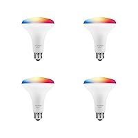 SYLVANIA Smart Light Bulb, Bluetooth Mesh LED Bulb, Compatible with Alexa & Google Home, BR30 65W Replacement, E26, RGBW Full Color & Adjustable White - 4 PK [2022 Model]