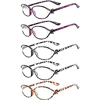 Readers 5 Pack of Elegant Womens Reading Glasses with Beautiful Patterns for Ladies Deluxe Spring Hinge Stylish Look
