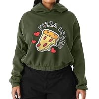 Pizza Lover Cinched Bottom Hoodie - Cartoon Women’s Hoodie - Graphic Art Hooded Sweatshirt