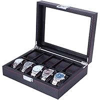 Watch Box Watch Jewelry Box Handcrafted 10 Grid Watch Box Display Storage With Glass Top Watch Organizer Collection (Size : 27.7 21.4 8.2cm)