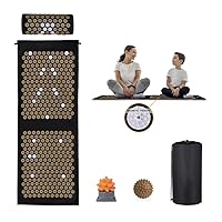 XL Acupressure Mat and Pillow Set, Extra Long Yoga Acupressure Mat Set for Neck and Back Pain Relief, Stress Relief Gifts for Man and Women (Gold, Extra Large)