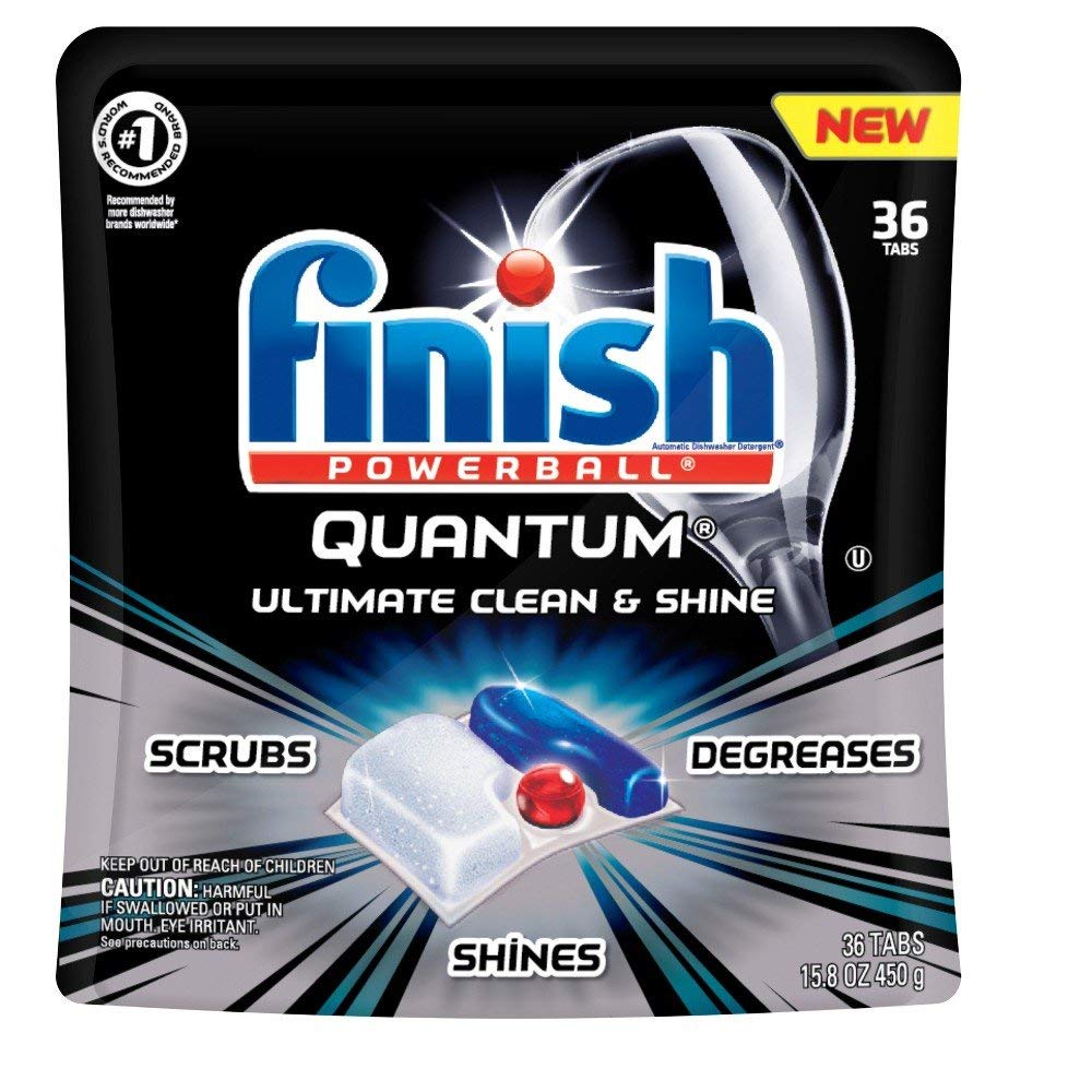 Finish Powerball Quantum Dishwasher Detergent, Ultimate Clean & Shine, 36 Little Tabs (Pack of 2)