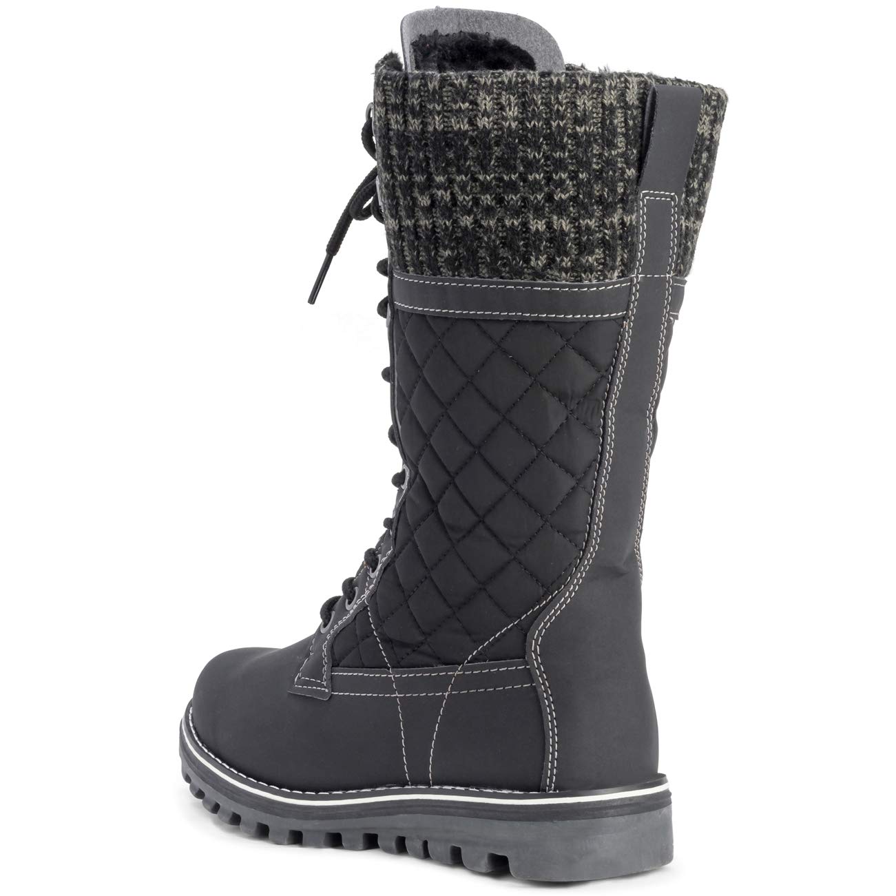 Polar Womens Faux Fur Warm Thermal Waterproof Outdoor Walking Snow Winter Rubber Sole Calf Boots