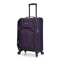 U.S. Traveler Aviron Bay Expandable Softside Luggage with Spinner Wheels, Purple, Carry-on 22-Inch