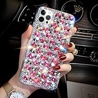 Losin Compatible with iPhone 14 Pro Max Bling Diamond Case for Women Girls Girly Glitter Shiny 3D Crystal Rhinestone Case Fashion Luxury Double Color Sparkly Gemstone Soft TPU Cover
