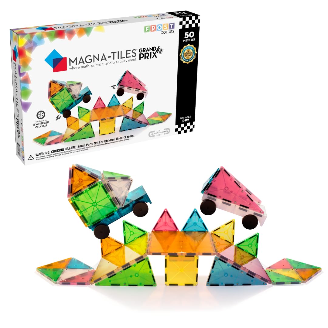 MAGNA-TILES Grand Prix 50-Piece Magnetic Construction Set, The ORIGINAL Magnetic Building Brand
