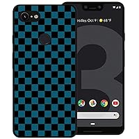 Phone Case for Google Pixel 3 XL/Pixel XL3, Navy Blue Black Grid Plaid Regular Lattice Checkered Checkerboard Cute Shockproof Protective Anti-Slip Soft Cover Shell