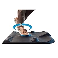 Stand & Spin Anti-Fatigue Mat, Ergonomic Desk Mat with 360 Degree Rotating Platform, Massage Balls, Stretching Wedges & Roller Balance Bar, Comfortable Office Mat for Standing Desk - Black
