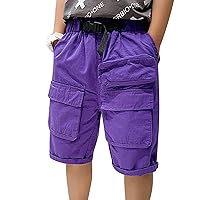 Youth Boysâ€˜ Summer Sport Shorts Elastic Waistband Bottoms with Pockets Dungaree Exercise Activewear