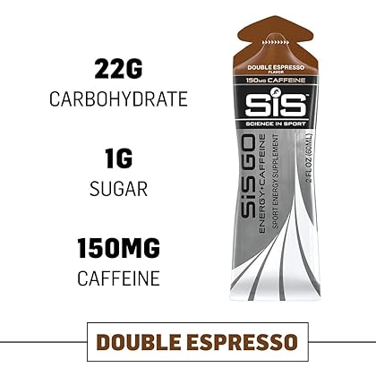 SCIENCE IN SPORT Energy Caffeine Gels, 22g Fast Acting Carbohydrates, Performance & Endurance Sport Energy Gels with 150mg of Caffeine, Double Espresso - 2 oz - 30 Pack