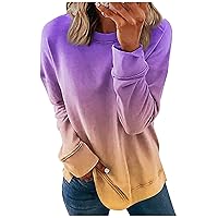 Fall Long Sleeve Shirts for Women Crew Neck Sweater Top Loose Trendy Shirt Printed Blouse Casual Sweatshirts Pullover