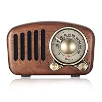 Radio Retro Bluetooth5.0Speaker Walnut Wooden FM Radio with Old Fashioned Classic Style Strong Bass Enhancement