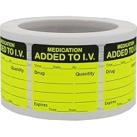 Medication Added to I.V. Veterinary Labels 2 x 2 Inch 500 Total Stickers