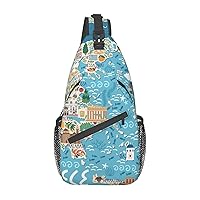 Greece Map Sling Backpack Multipurpose Crossbody Bag Sling Bag Daypack For Travel Hiking Sports