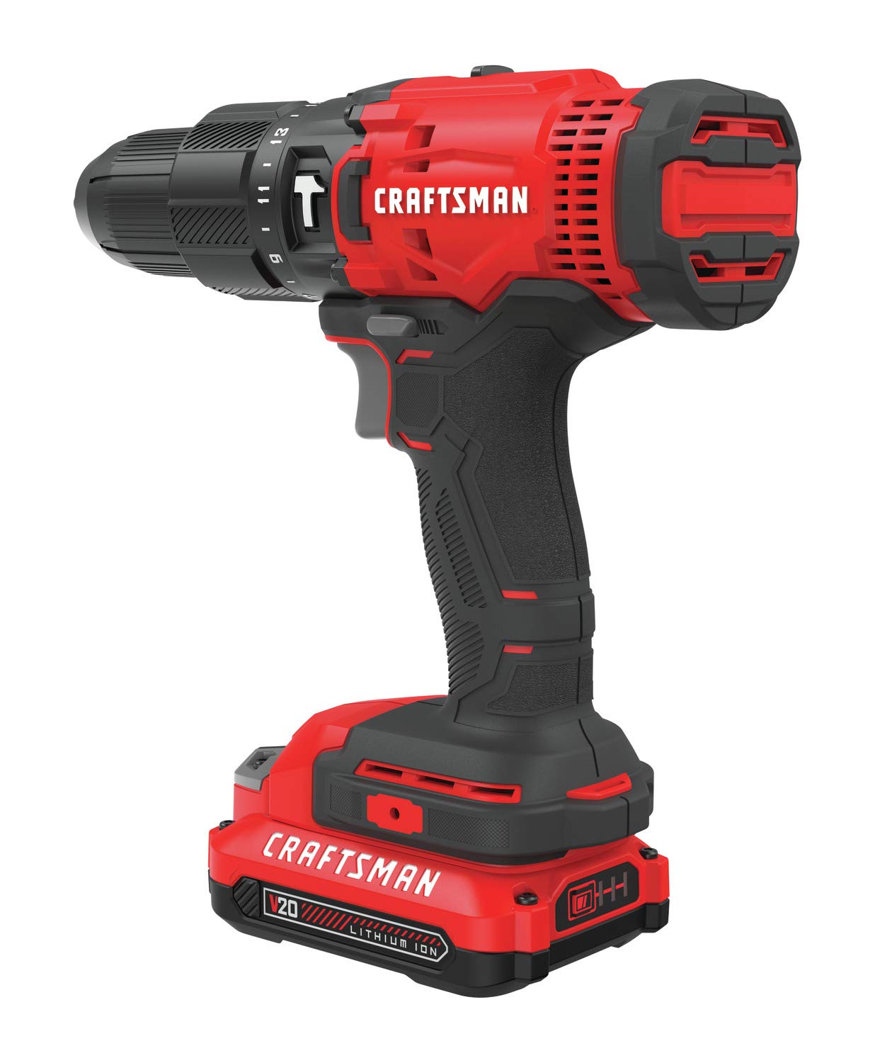 CRAFTSMAN V20 Cordless Hammer Drill Kit, 1/2 inch, 2 Batteries and Charger Included (CMCD711C2)