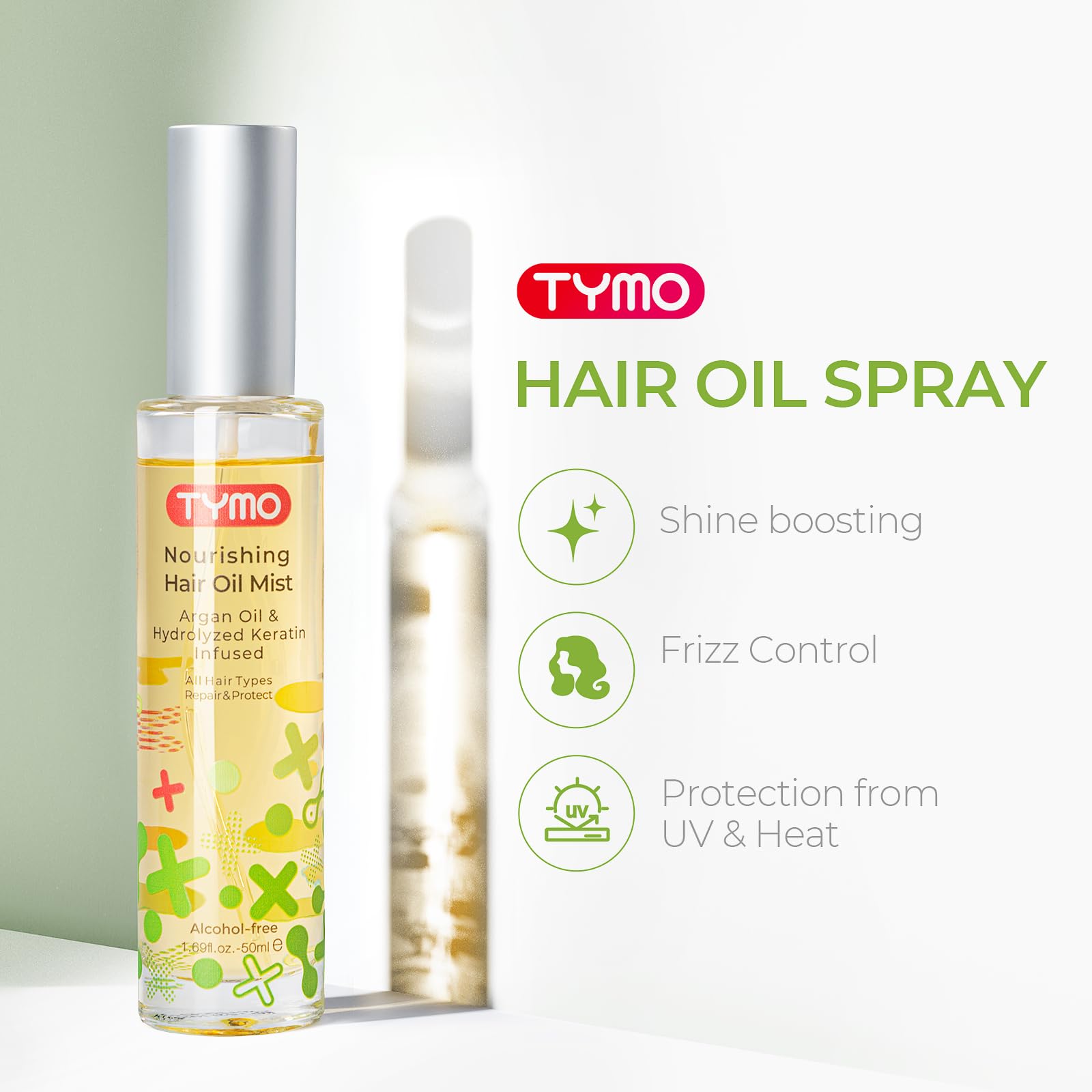 TYMO Ring Hair Straightener Brush + TYMO Hair Oil Spray