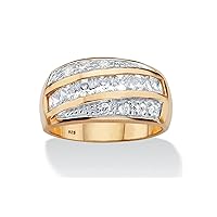 1.50 Ct Princess & Round Cut Created Diamond Three Row Men's Engagement Ring 14k Yellow Gold Plated 925 Sterling Silver