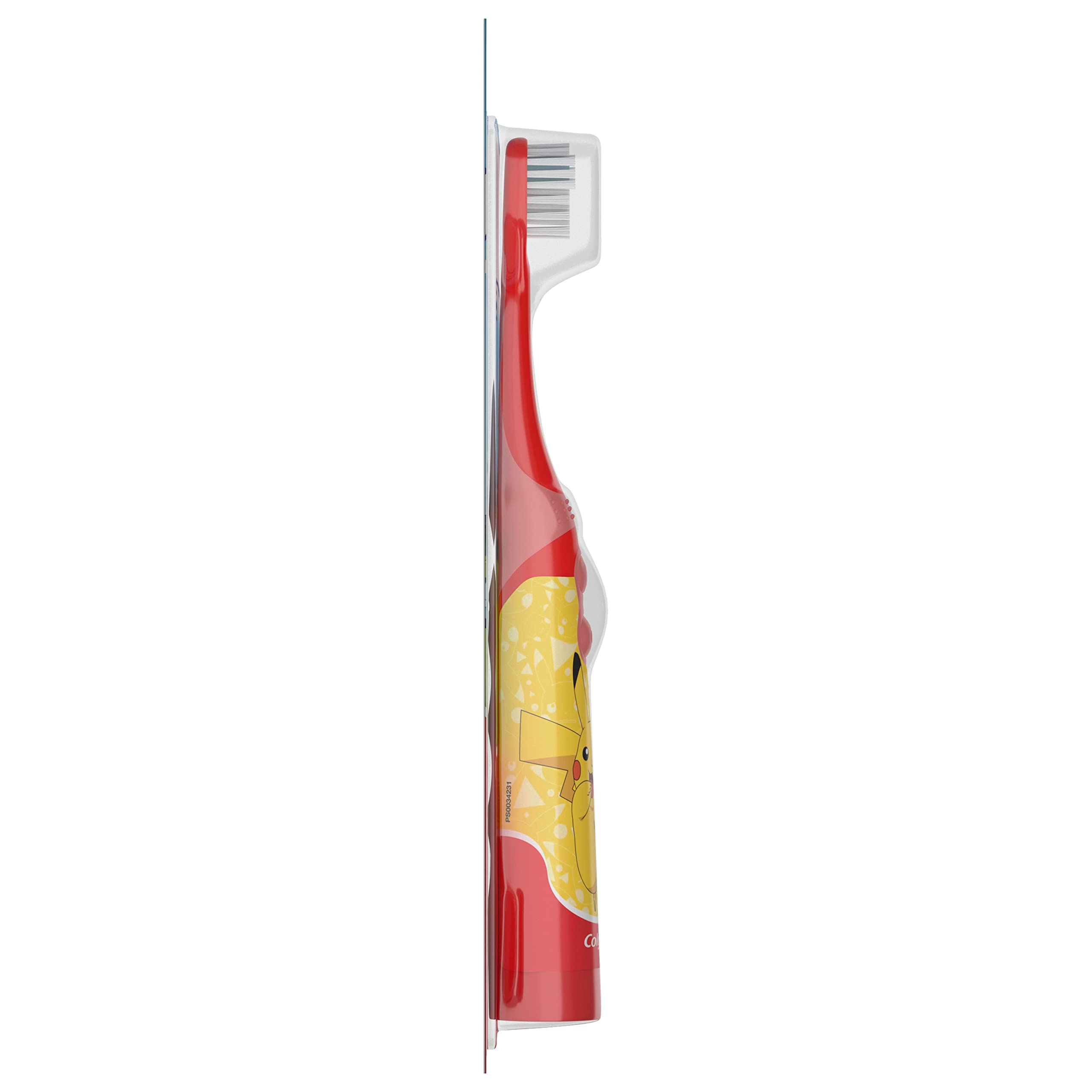 Colgate Kids Battery Powered Toothbrush, Kids Battery Toothbrush with Included AA Battery, Extra Soft Bristles, Flat-Laying Handle to Prevent Rolling, Pokemon Toothbrush, 1 Pack (Style May Vary)