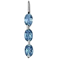 Blue Topaz Natural Gemstone Oval Shape Pendant 925 Sterling Silver Engagement Jewelry