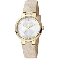 Esprit Women's Silver Dial Quartz Analog Watch, Beige/Gold, Beige/Gold, Strap, Beige/Gold, Strap