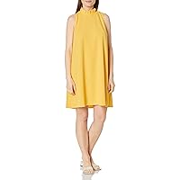 London Times Women's Ruffle Neck A-line Tie Back Dress Guest of Special Occasion Casual Fun Brunch