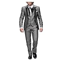 Slim Fit Business Mens Suit 3 Piece Formal Blazer Tux Vest & Trousers Tuxedos