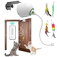VTSGN Cat Toys Hanging Door Automatic Cat Toy Interactive Elastic Rope with Feather, Cat Catching Game Door Hanger (Hanging cat Toy) (White)