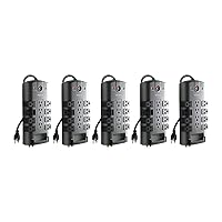 Belkin Surge Protector w/ 8 Rotating & 4 Standard Outlets (Pack of 5) - 8ft Sturdy Extension Cord with Flat Pivot Plug for Home, Office, Travel, & Desktop - Power Strip - 4320 Joules