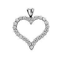 1.5 CARAT CUBIC ZIRCONIA WHITE GOLD HEART PENDANT NECKLACE - Gold Purity:: 14K, Length:: 20