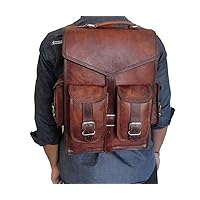 Handmade World Brown Vintage Leather Backpack Laptop Messenger Bag Rucksack Sling for Men Women (11
