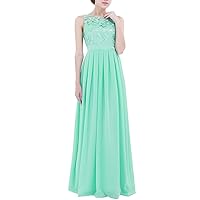 ACSUSS Women's Crochet Lace Chiffon Wedding Bridesmaid Evening Gown Prom Maxi Dress
