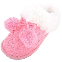 Evelyn, Womens Slip On Knitted Style Mule Slipper with Faux Fur Inner and Cuff