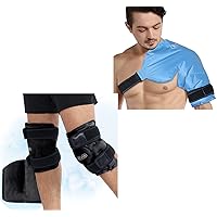 REVIX XL Shoulder Ice Pack & Ice Packs for Knee Injuries Reusable (Set of 2), Gel Ice Wraps with Cold Compression for Injury and Post-Surgery, Soft Plush Lining, Flexible and Long Lasting