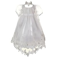New Baby Infant Girl Toddler Christening Baptism Bonnet Formal Dress White 0-30M
