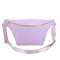Large Waist Bag Pack Nylon Fanny Pack Crossbody Bag Belt Pack Bag for Women Purple Fanny Bag(Purple)