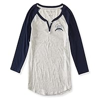 AEROPOSTALE Womens NYC Athletics Henley Shirt, Grey, X-Small
