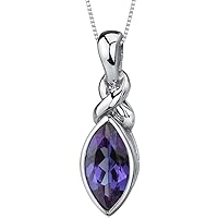 PEORA 2.50 Carats Simulated Alexandrite Infinity Pendant Necklace for Women 925 Sterling Silver, Color-Changing Marquise Shape 12x6mm, with 18 inch Italian Silver Chain