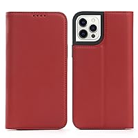Case for iPhone 13 Mini /13/13 Pro/13 Pro Max, Magnetic Closure Flip Leather Wallet Case with Card Slot and Shockproof Function Kickstand Phone Cases Cover,Red,13pro 6.1