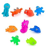 Sassy Snap and Squirt Sea Creatures - 6+ Months Set of 9 Sea Characters Includes Storage Bag with Two Large Suction Cups