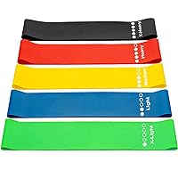Resistance Bands - Exercise Workout Bands for Women and Men - Resistance Loop Exercise Bands - 5-PC Exercise Workout Bands for Booty, Legs, and Pilates - Includes Free Carrying Bag - Multicolor